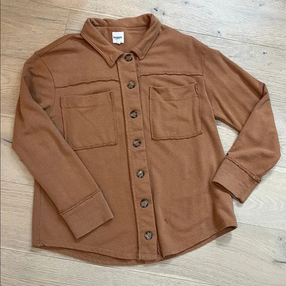 Kensie Rust-Brown Button Utility Jacket - Picture 5 of 5